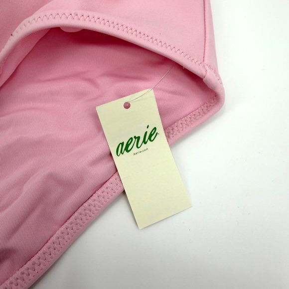 Aerie Light Pink High Waisted Cross Waist Full Coverage Bikini Bottoms Size S - Picture 2 of 12